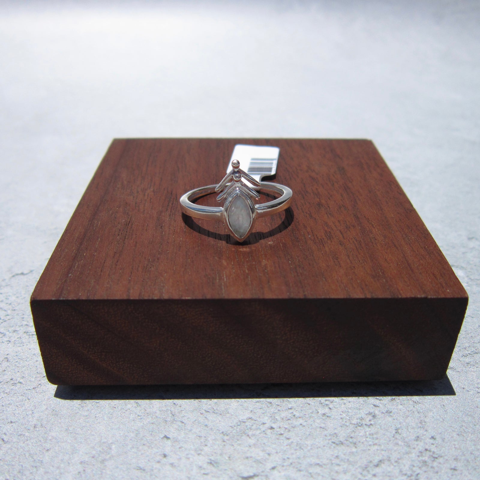 Marquis Cut Rainbow Moonstone Ring