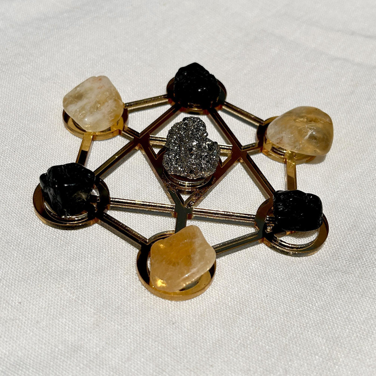 Metatron's Cube Gold Crystal Grid