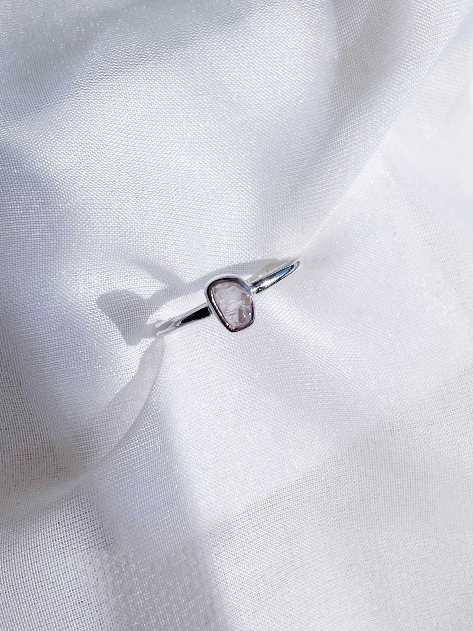 Morganite Rough Crystal Stackable Ring