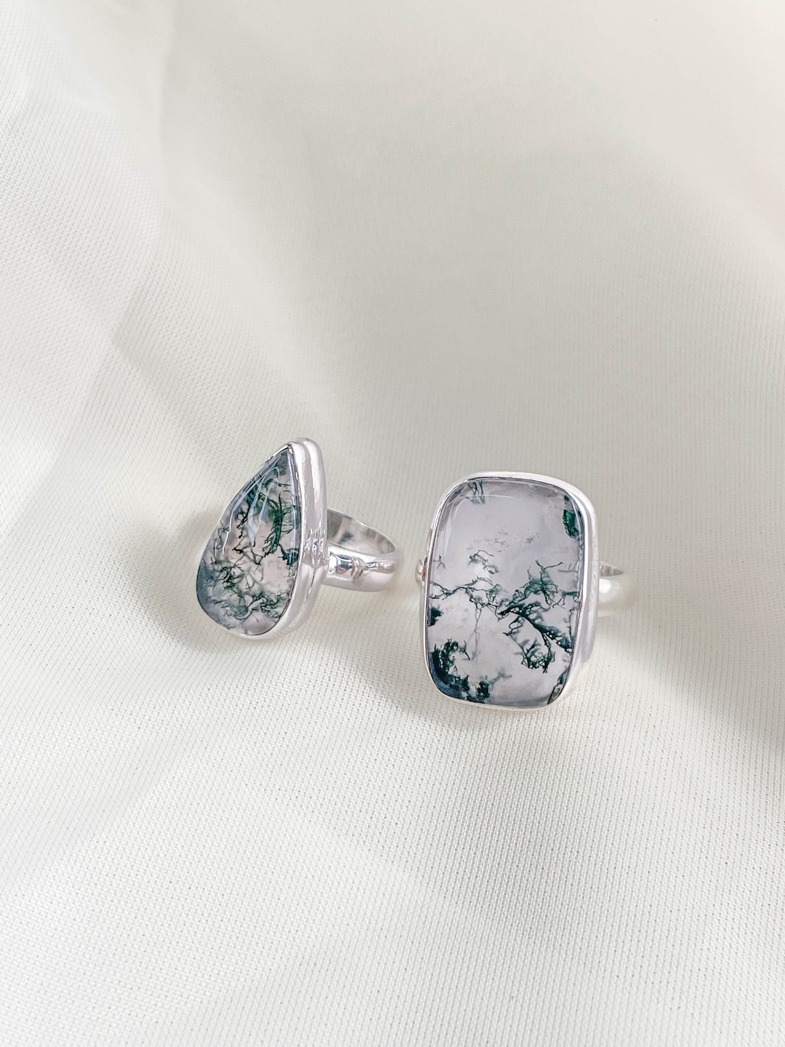 Moss Agate SS Ring