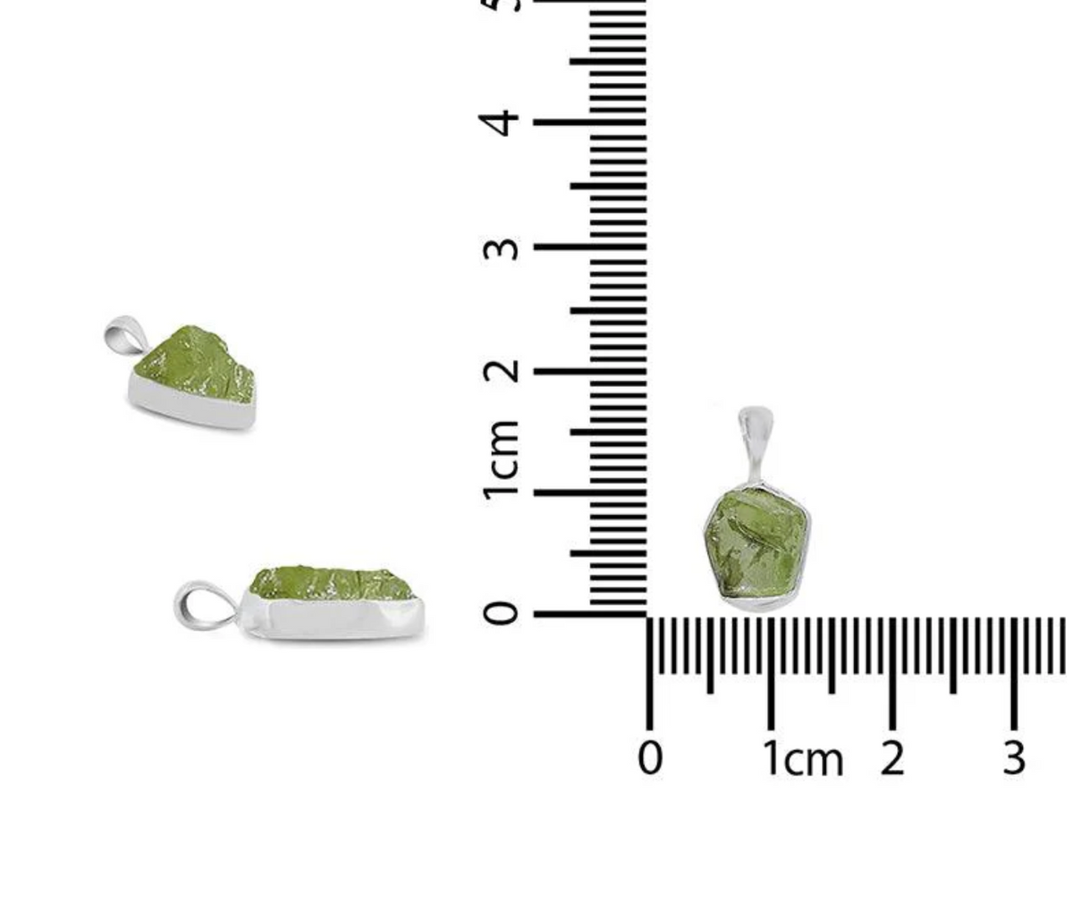 Peridot Rough Sterling Silver Crystal Necklace