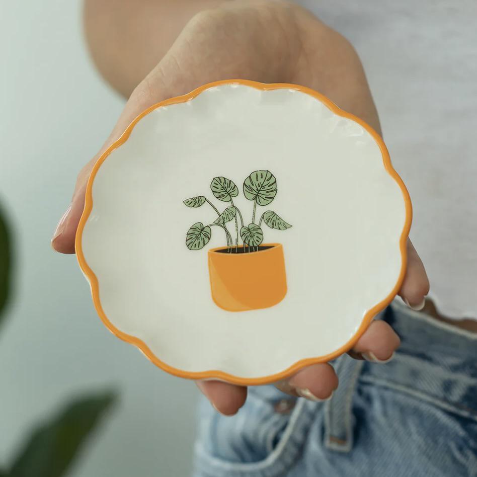 Plant Botanical Scalloped Dish