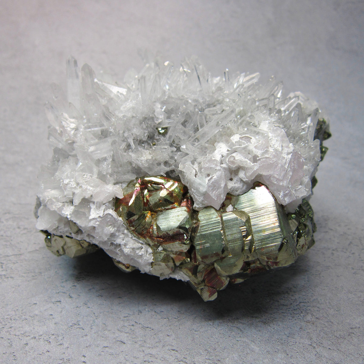 Pyrite with Clear Quartz Chunk