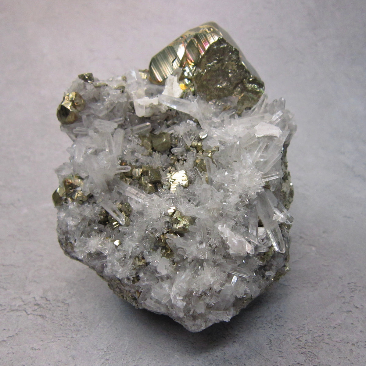 Pyrite with Clear Quartz Chunk