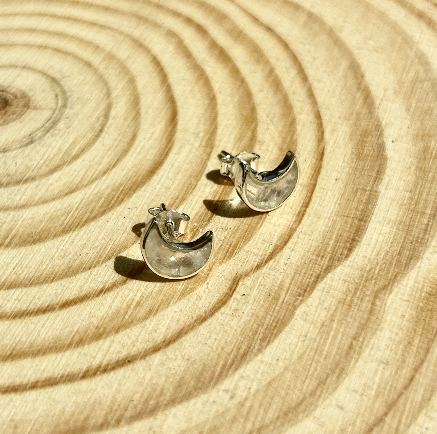Rainbow Moonstone Butterfly Sterling Silver Stud Earrings