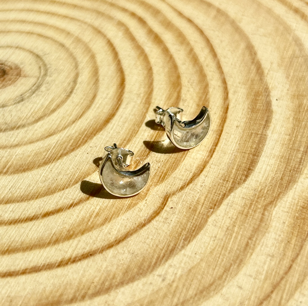 Rainbow Moonstone Lightning Bolt Sterling Silver Stud Earring