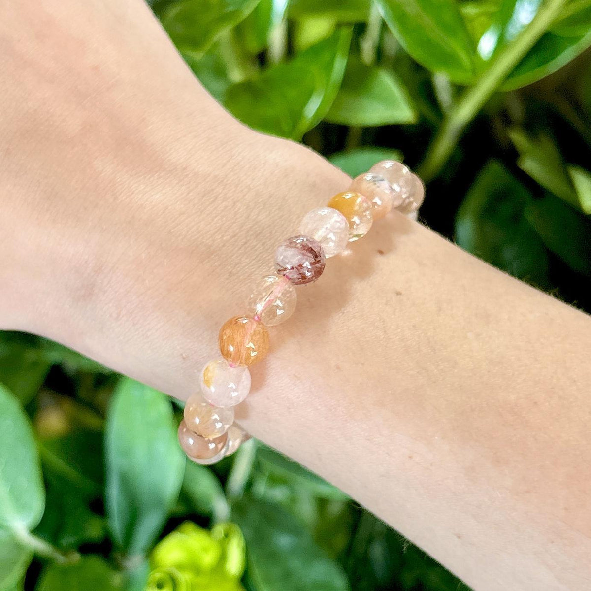 Red Rutilated Quartz Crystal Bracelet