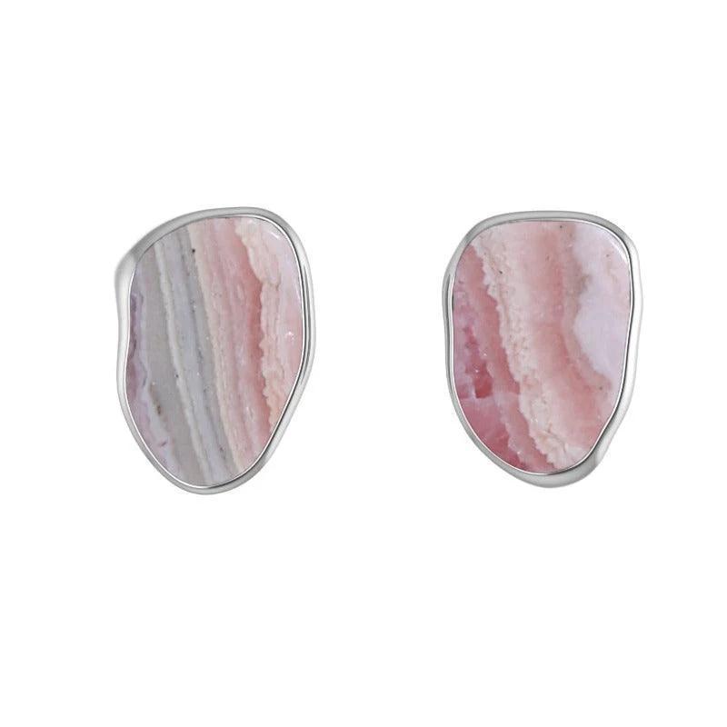 Rhodochrosite Sterling Silver Stud Earrings