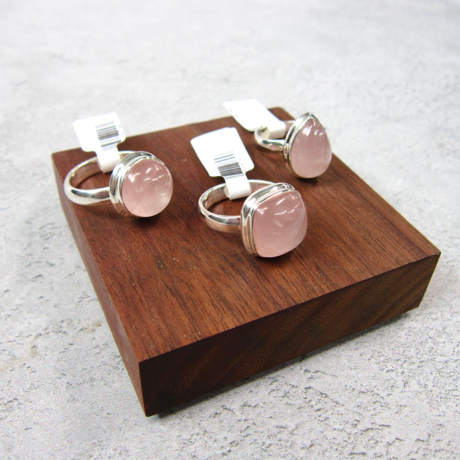 Rose Quartz Polished SS Ring