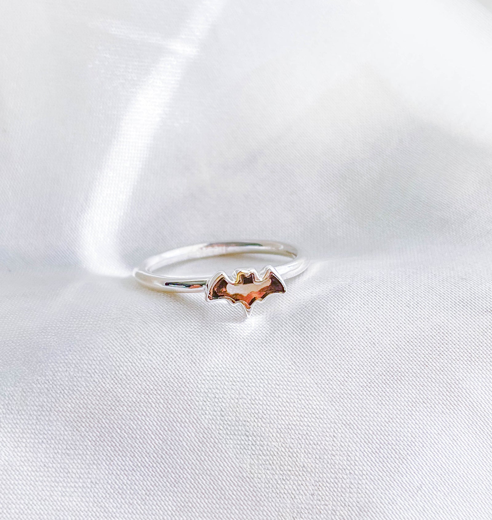 Smoky Quartz Bat Crystal Stackable Ring