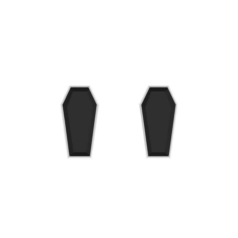 Smoky Quartz Coffin Sterling Silver Stud Earring