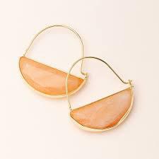 Sunstone & Gold Prism Hoop Earring