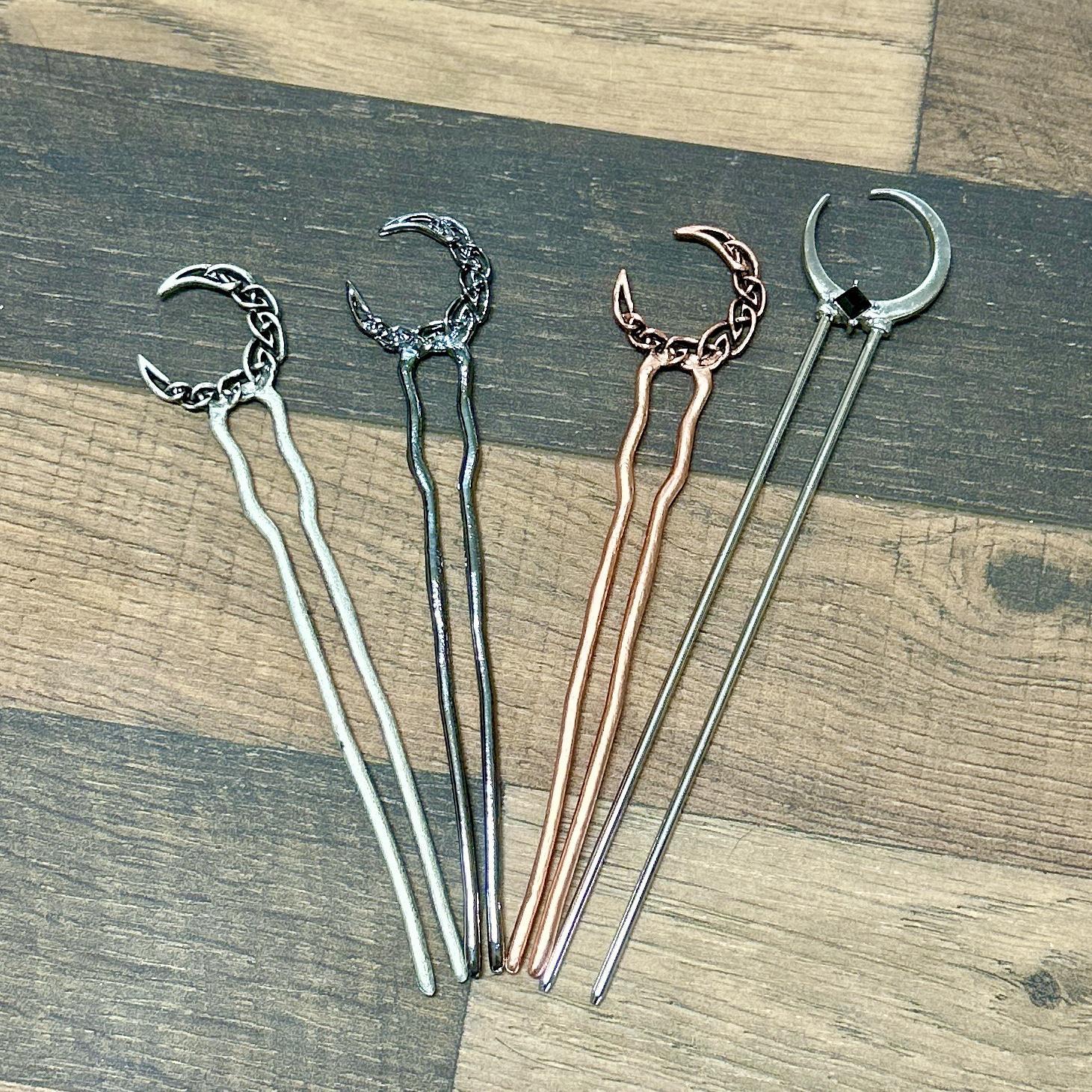 Sword & Crescent Moon Hair Pin