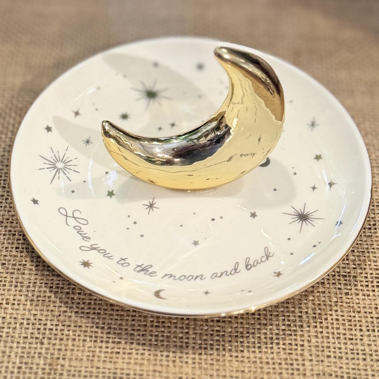 White and Gold Moon Catch All Tray