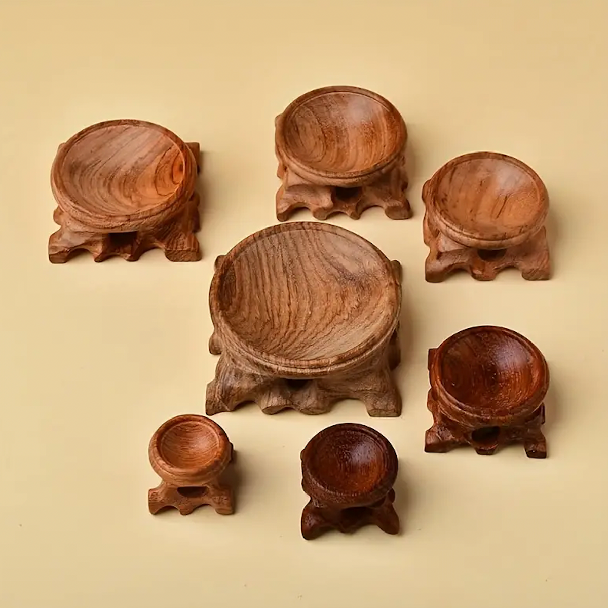Wood Carved Sphere Stand