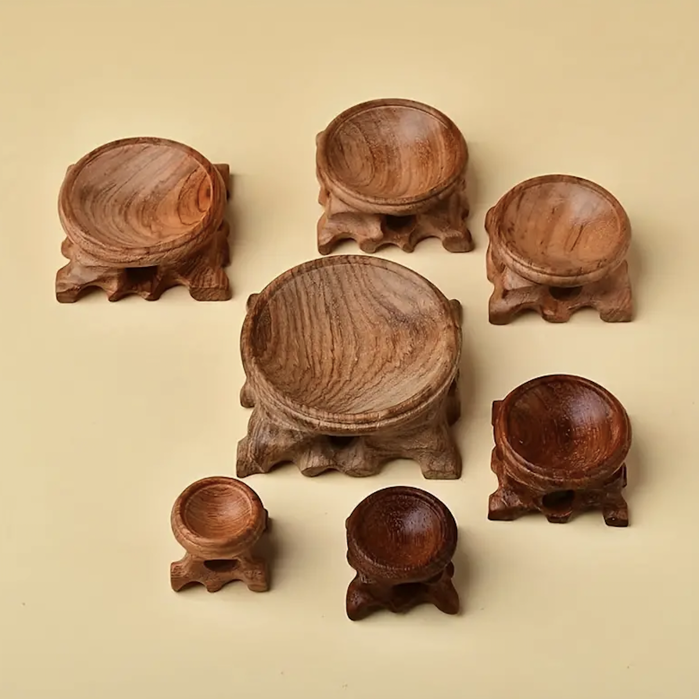 Wood Carved Sphere Stand