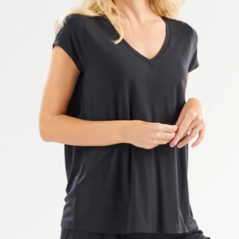 XBamboo Classic V-Neck Tee Shirt Black