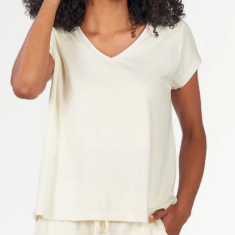 XBamboo Classic V-Neck Tee Shirt Ivory