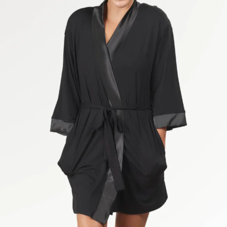 XBamboo Kimono Robe - Black