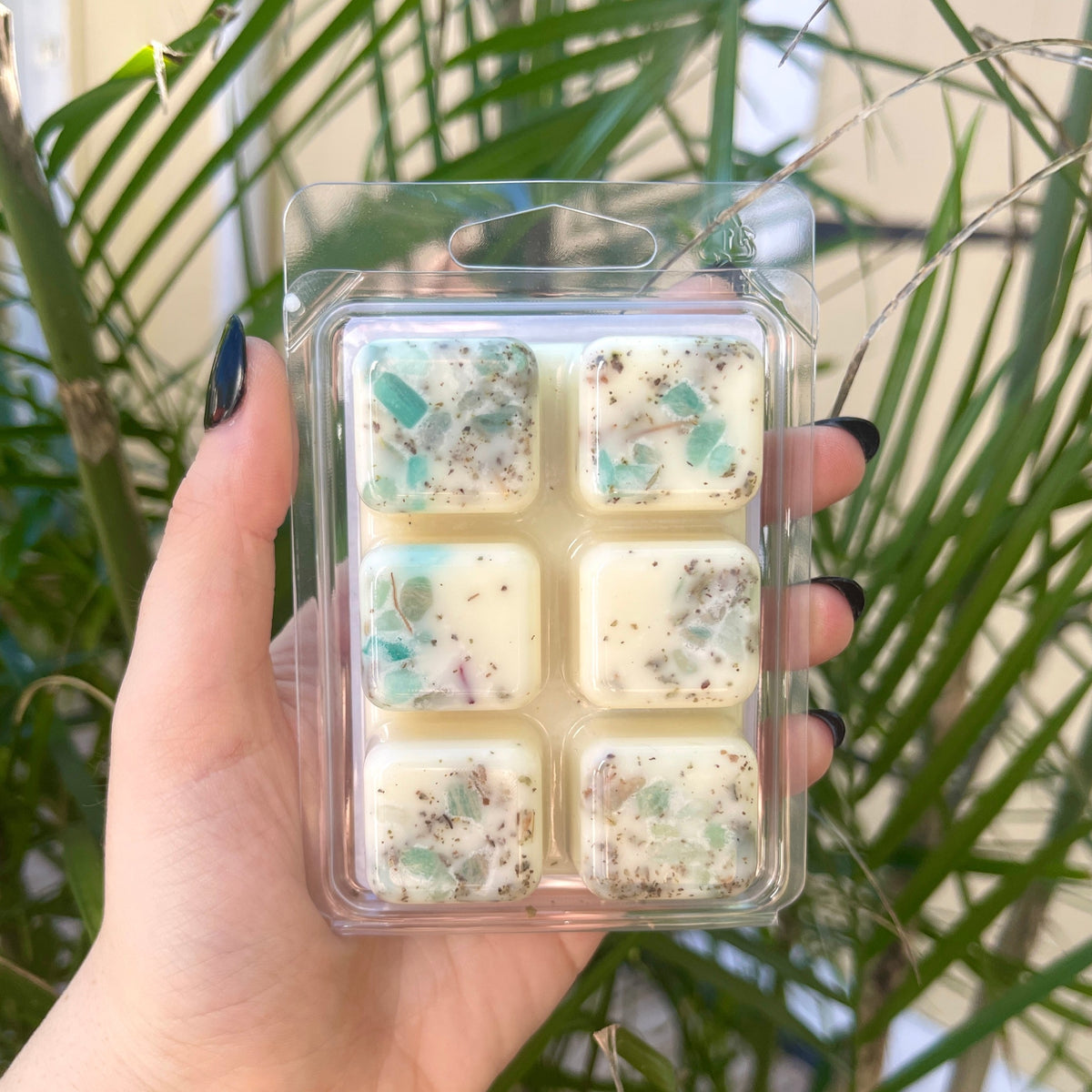 Mercury Retrograde Spell wax Melts Protect your energy during Mercury Retrograde with these hand-poured, small-batch spell melts. Scented with rosemary essential oil &amp; topped with sage leaf, rose petals, and amazonite.