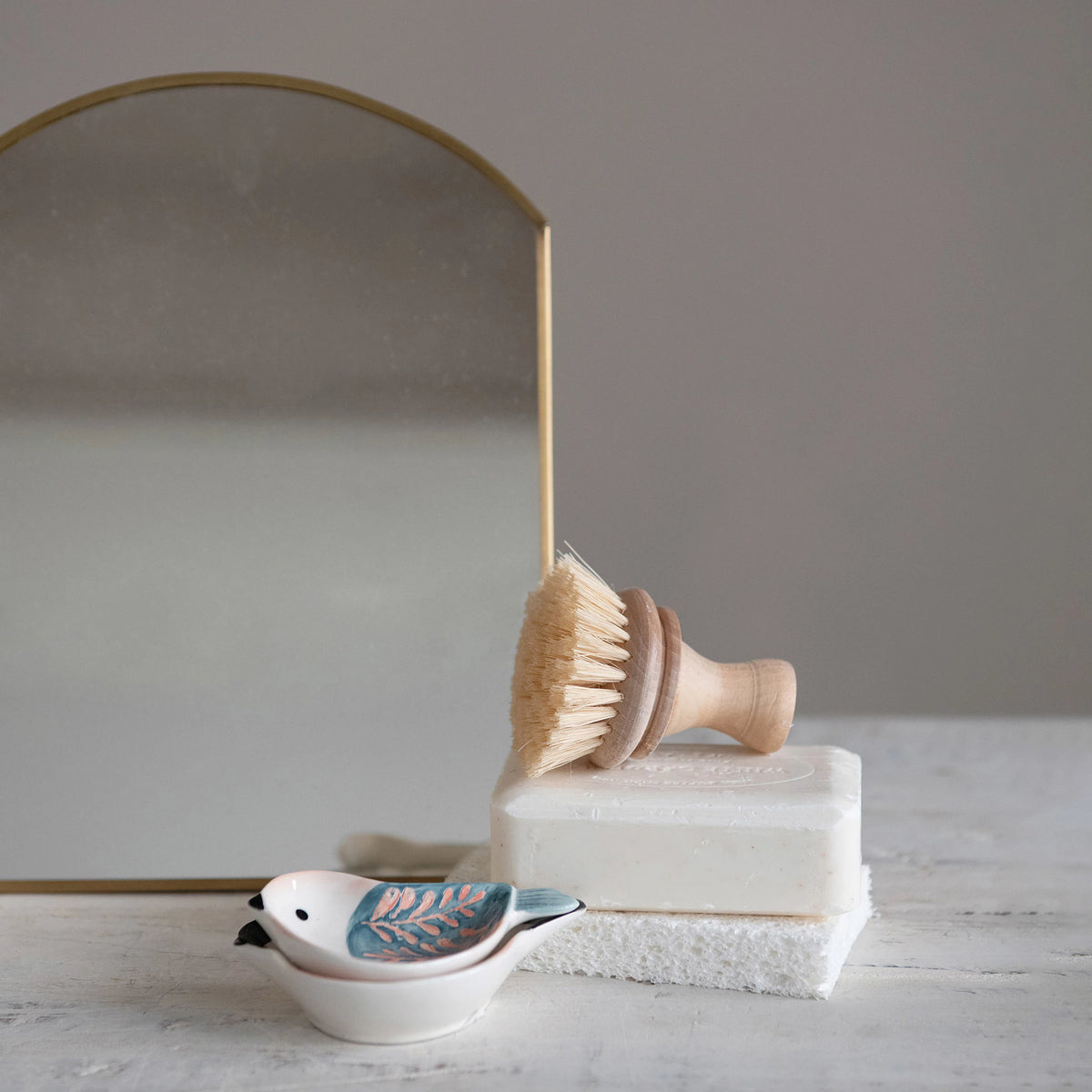 3 3/4" Hand Painted Stoneware Bird Shaped Dish