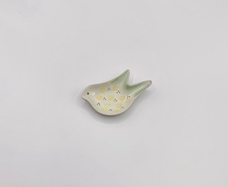 3 3/4" Hand Painted Stoneware Bird Shaped Dish