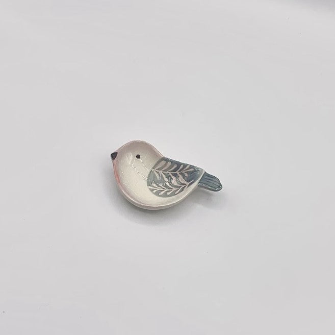 3 3/4" Hand Painted Stoneware Bird Shaped Dish