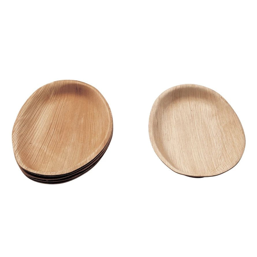 6-1/4"L x 10"W Dried Areca Palm Single Use Plates