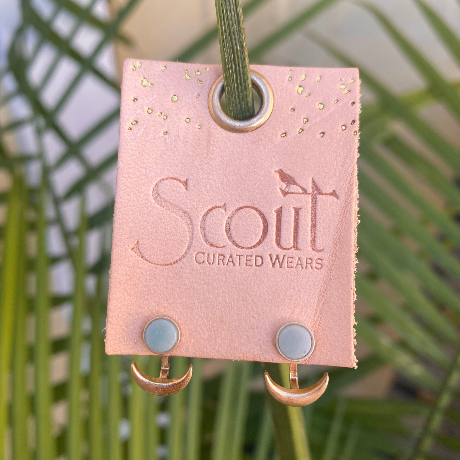 Amazonite & Gold Stone Moon Phase Ear Jacket