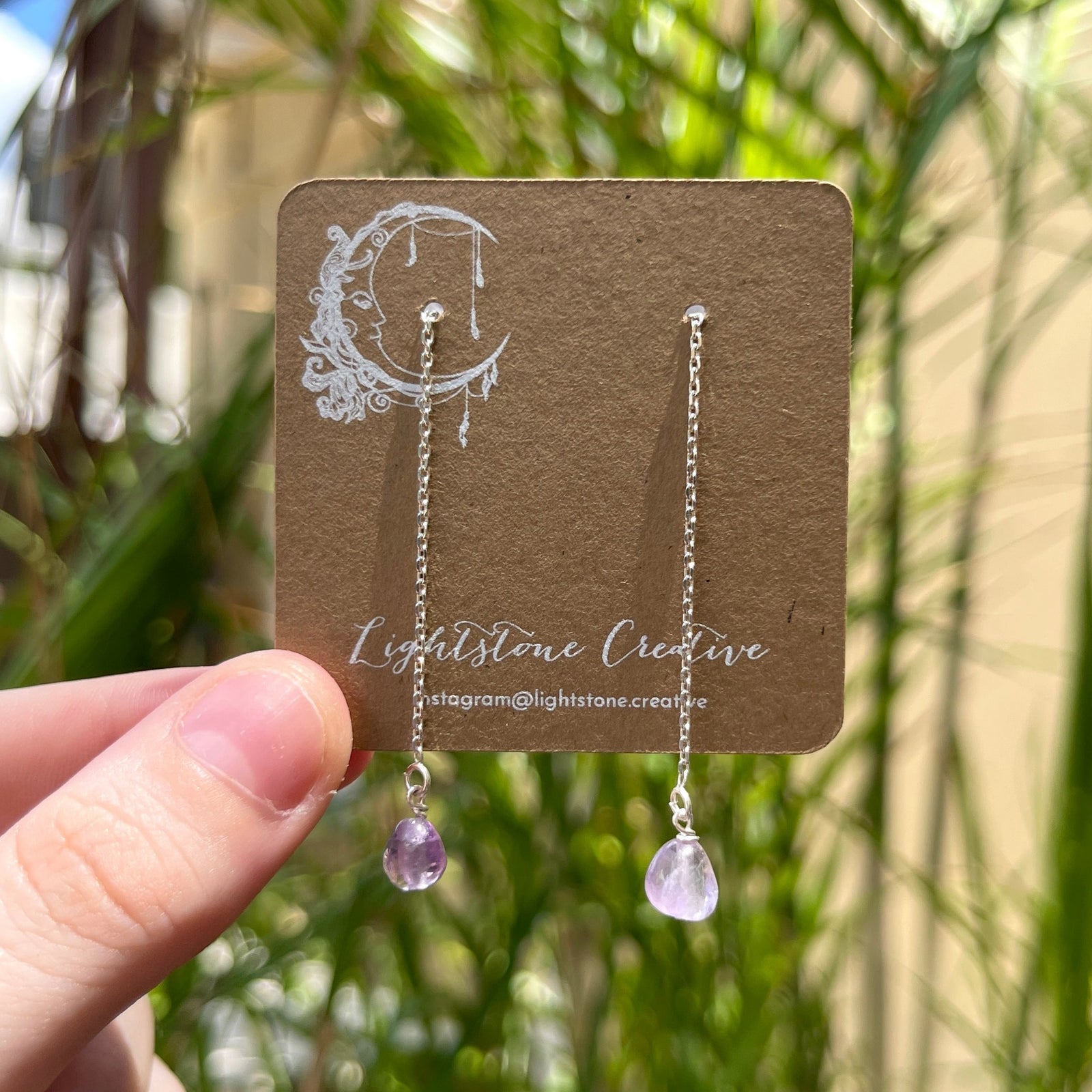 Crown Chakra Threader Earrings: Amethyst & Silver