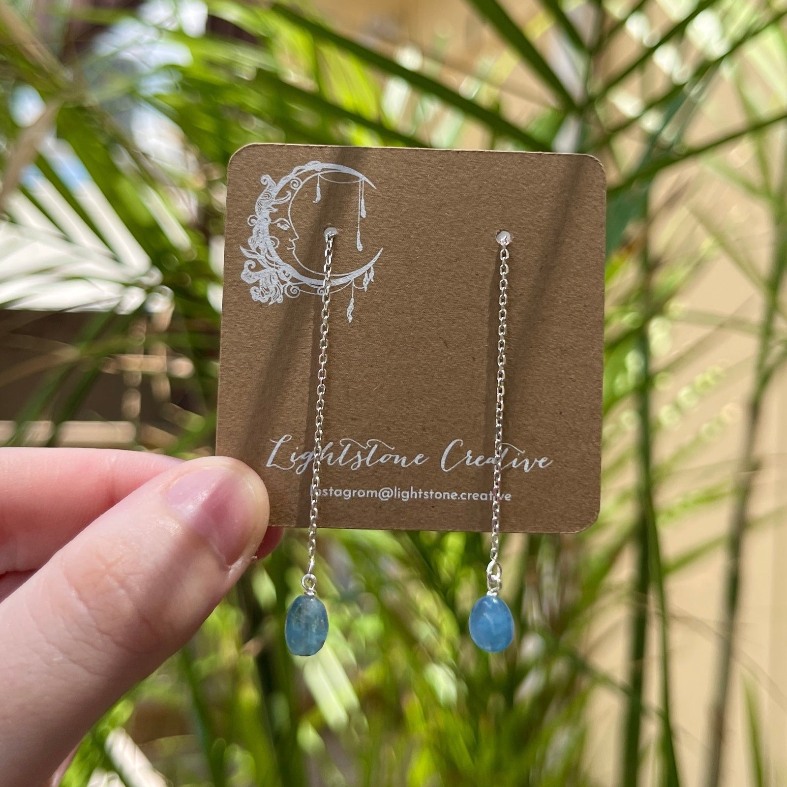 Throat Chakra Threader Earrings: Aquamarine & Silver