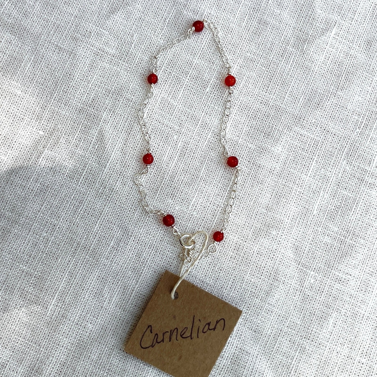 Carnelian Sterling Silver Anklet crystal