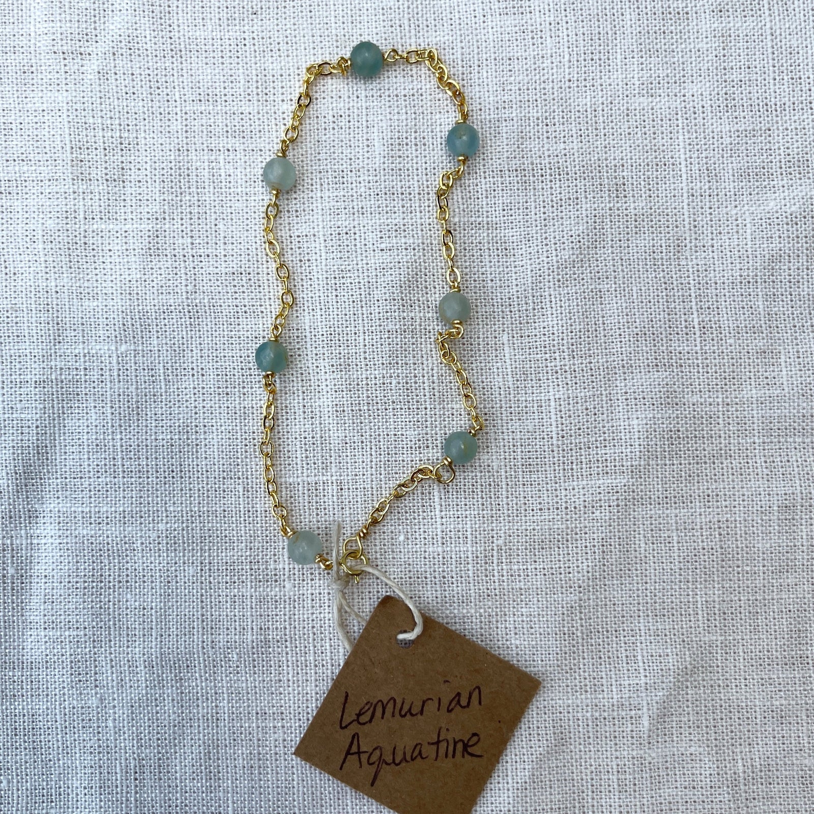 Lemurian Aquatine Gold Plated Anklet