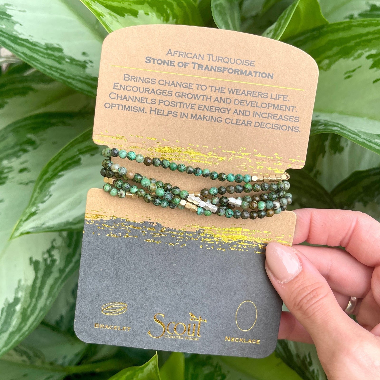 African Turquoise Wrap Bracelet & Necklace