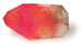A close-up of a T. S. Pink Corp SoapRocklet, a red and white gemstone-inspired soap with a pointed end and natural ingredients, featuring a bright red to pale white gradient, set against a white background.