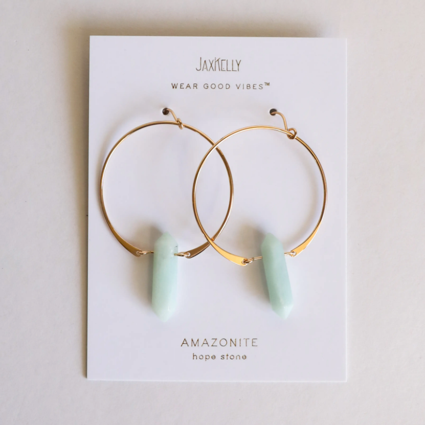 JaxKelly Gemstone Hoop Earring amazonite