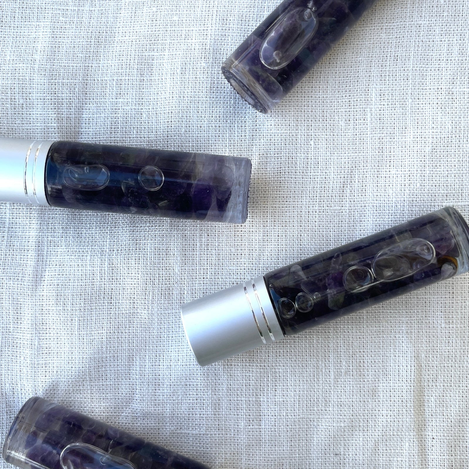 Spirit Crystal Charged Essential Oil Roller A blend of lavender and sage essential oils with amethyst chips