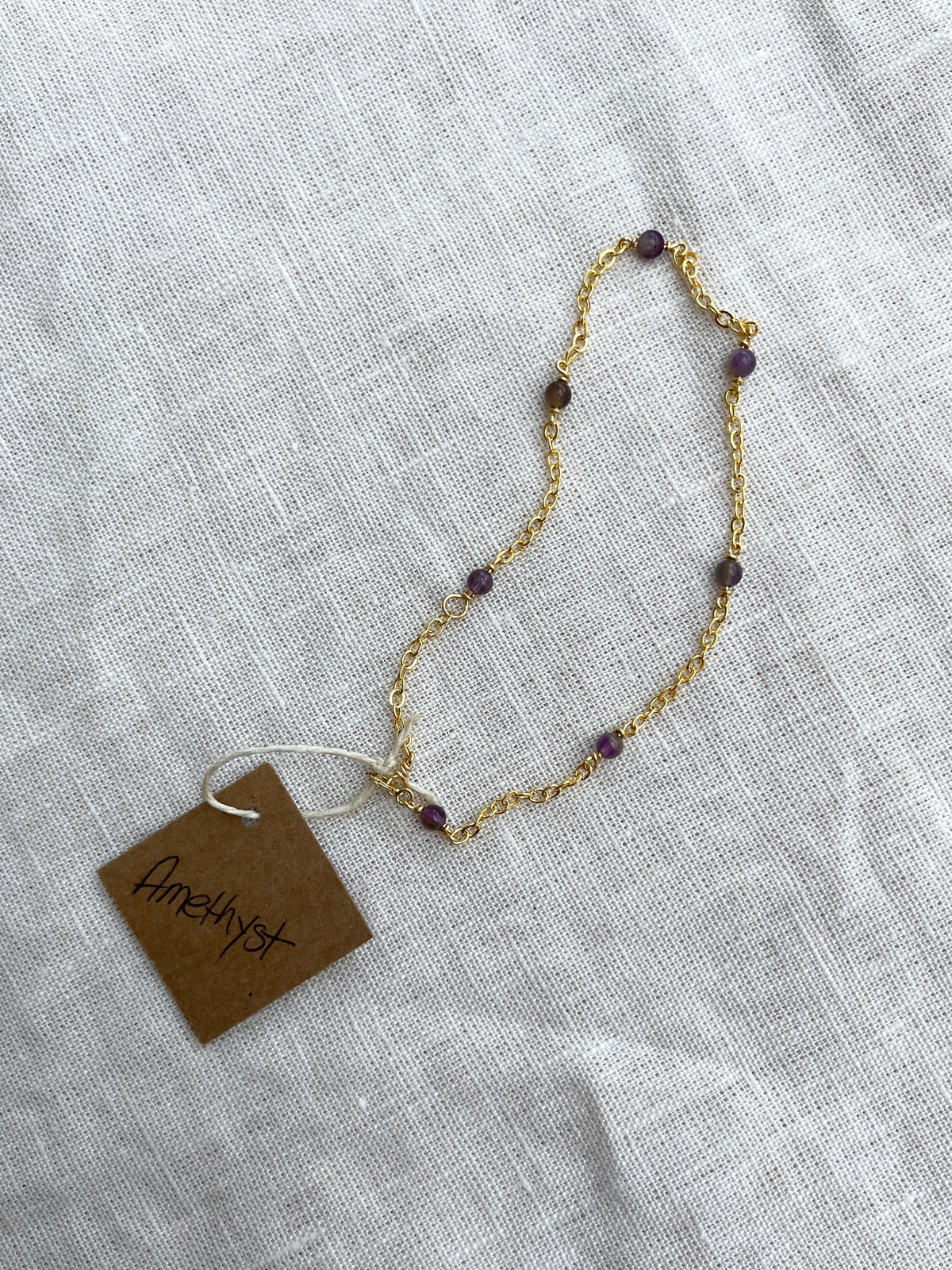 Amethyst Crystal Gold Plated Anklet