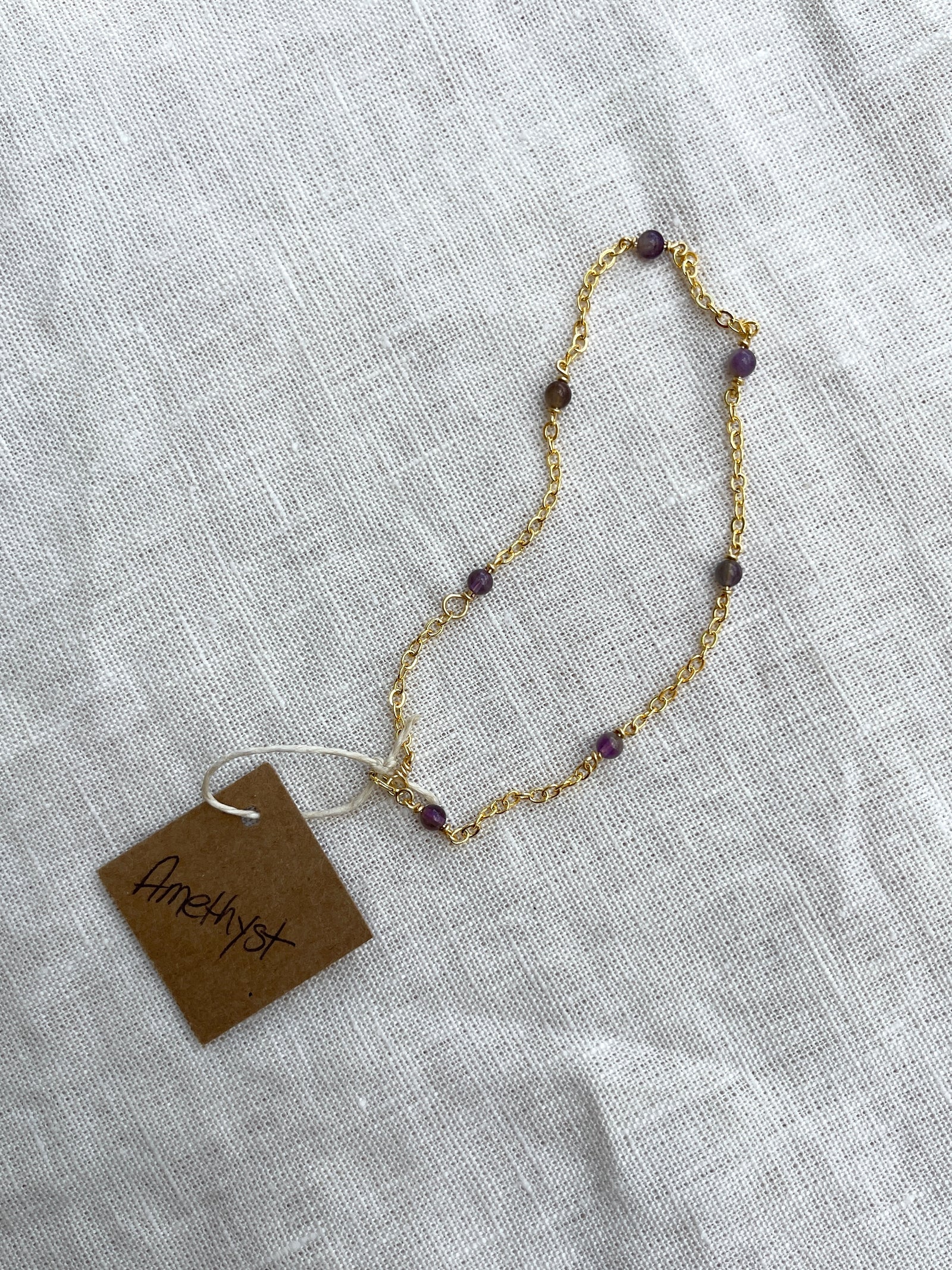 Amethyst Crystal Gold Plated Anklet