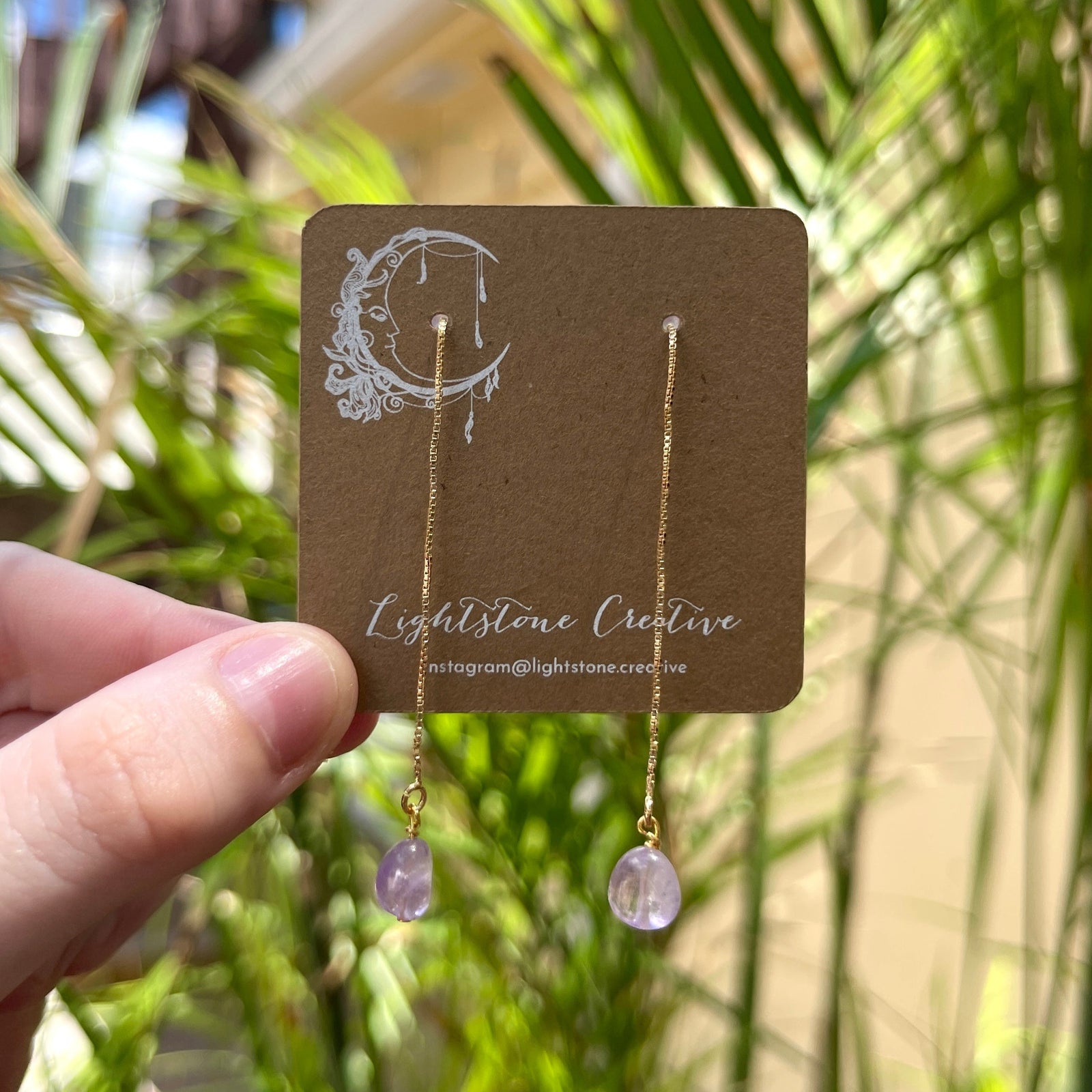 Amethyst & Gold Crown Chakra Threader Earrings