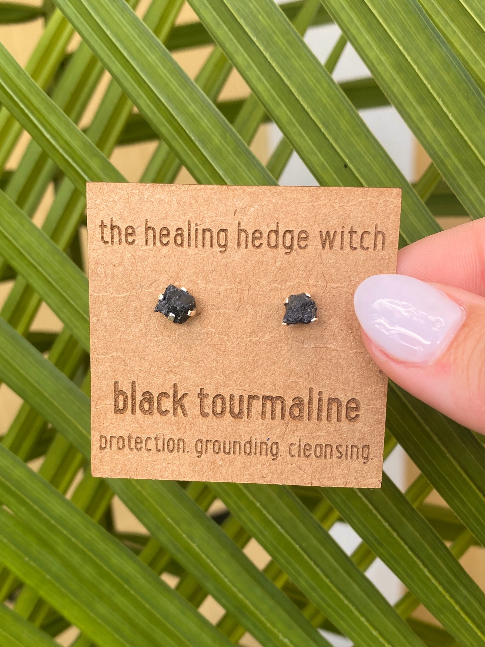 Black Tourmaline Sterling Silver Stud Earrings