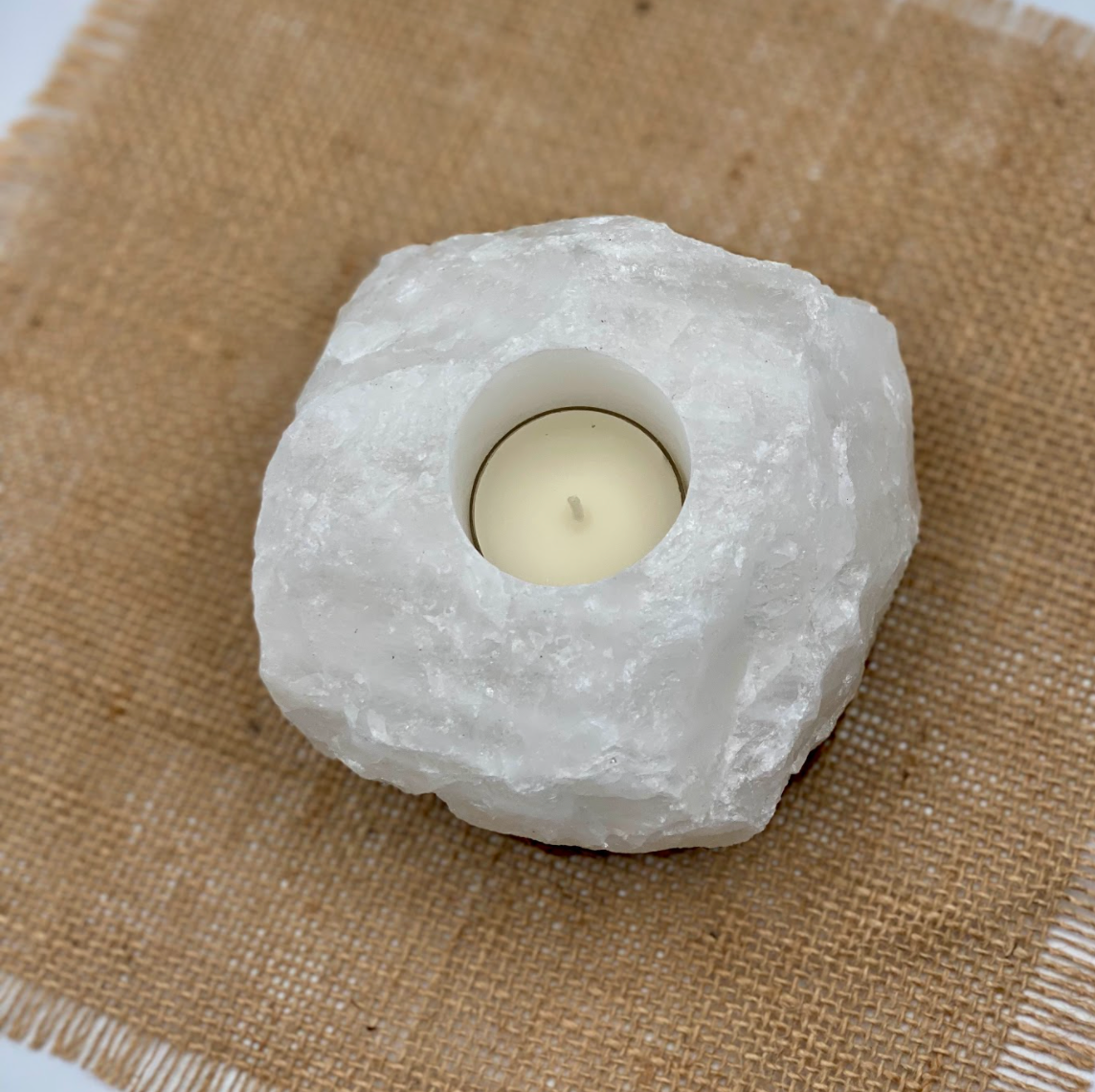 Clear Quartz Candle Hoder