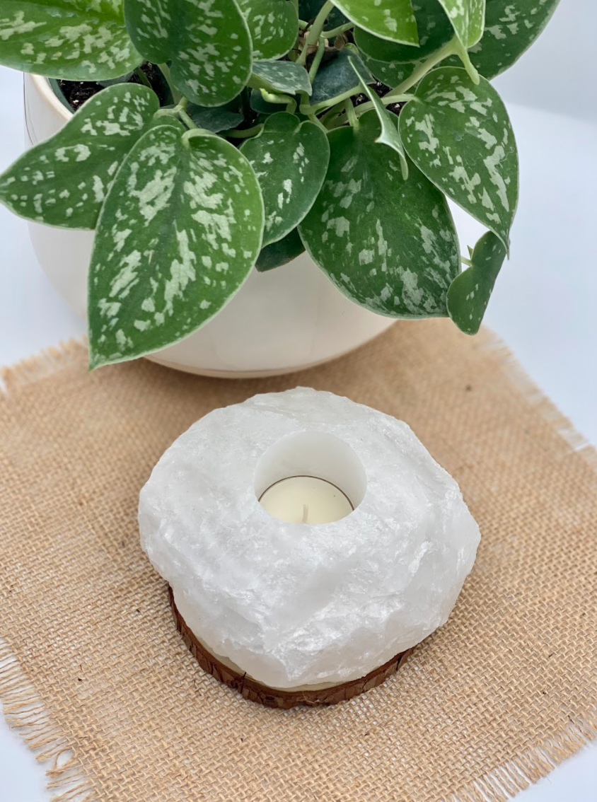 Clear Quartz Candle Hoder