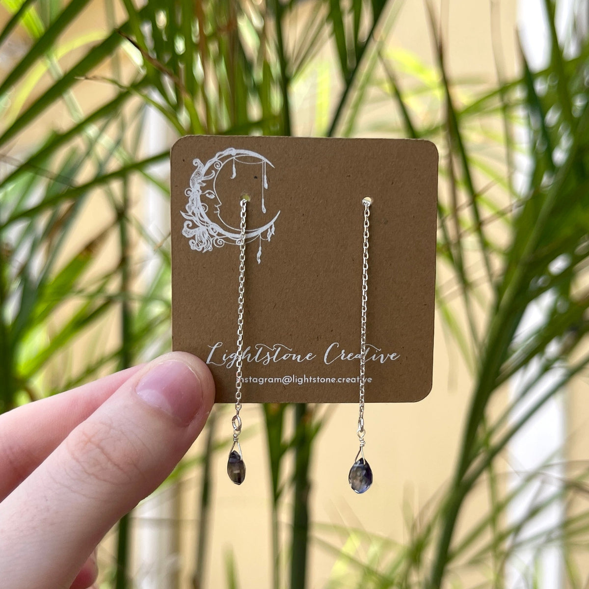 Iolite & Silver Third Eye Chakra Threader Earrings