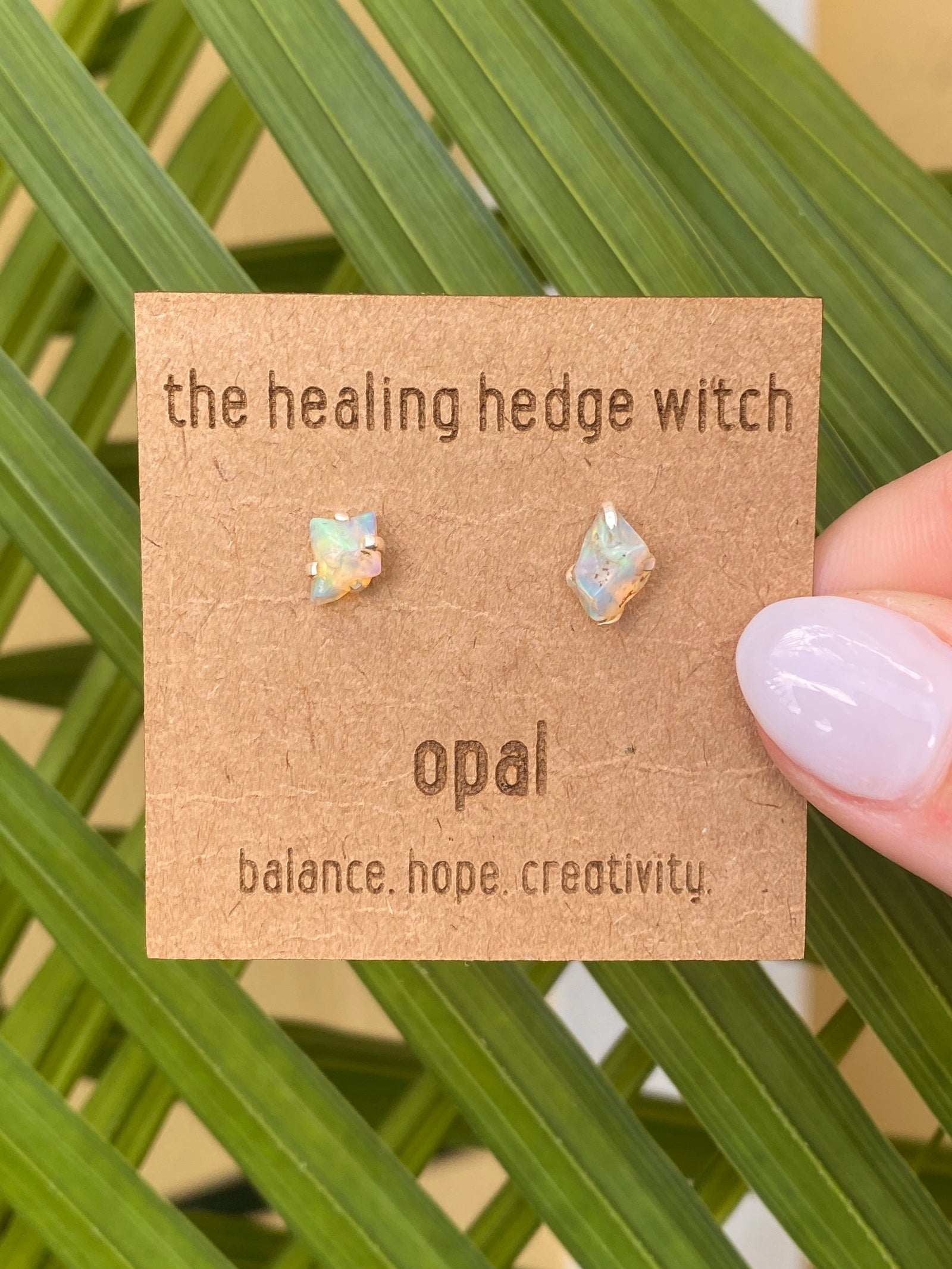 Opal Sterling Silver Stud Earrings