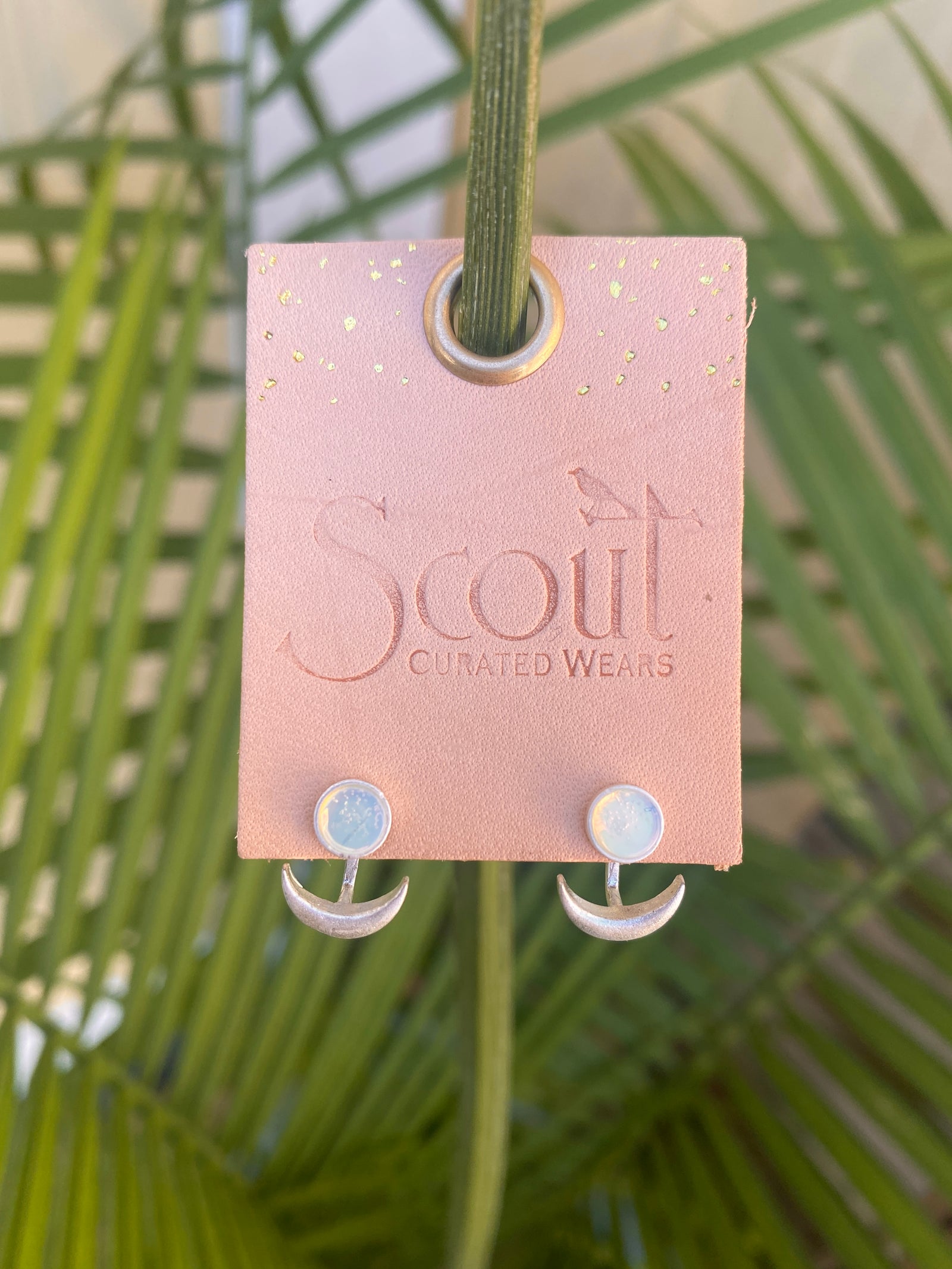 Opalite & Silver Stone Moon Phase Ear Jacket