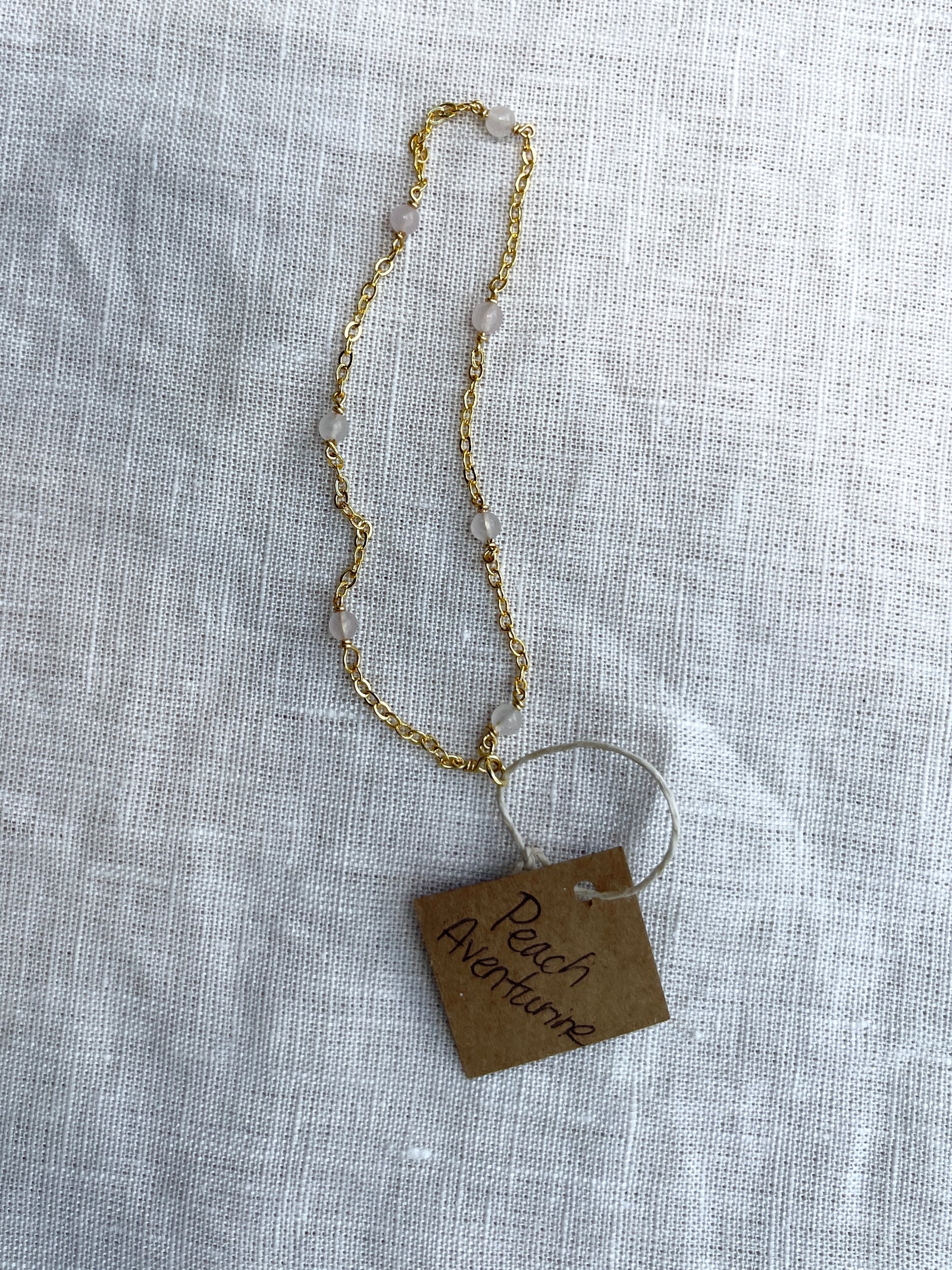 Peach Aventurine Gold Plated Anklet