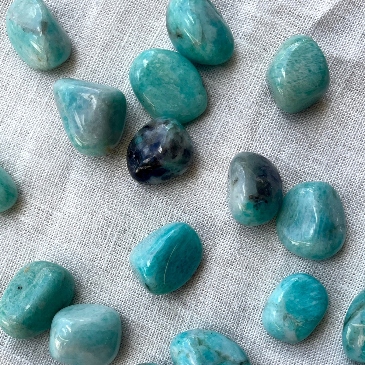 Smoky Quartz in Amazonite Tumbles