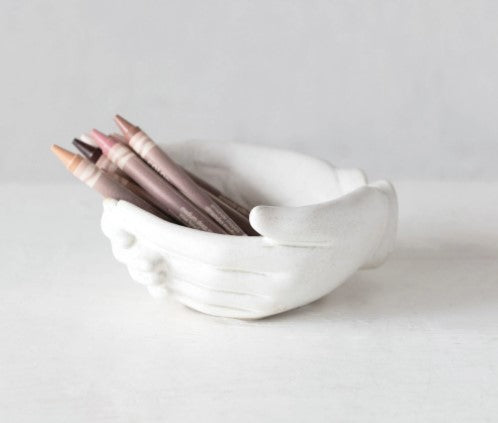 Stoneware Hands Bowl - White