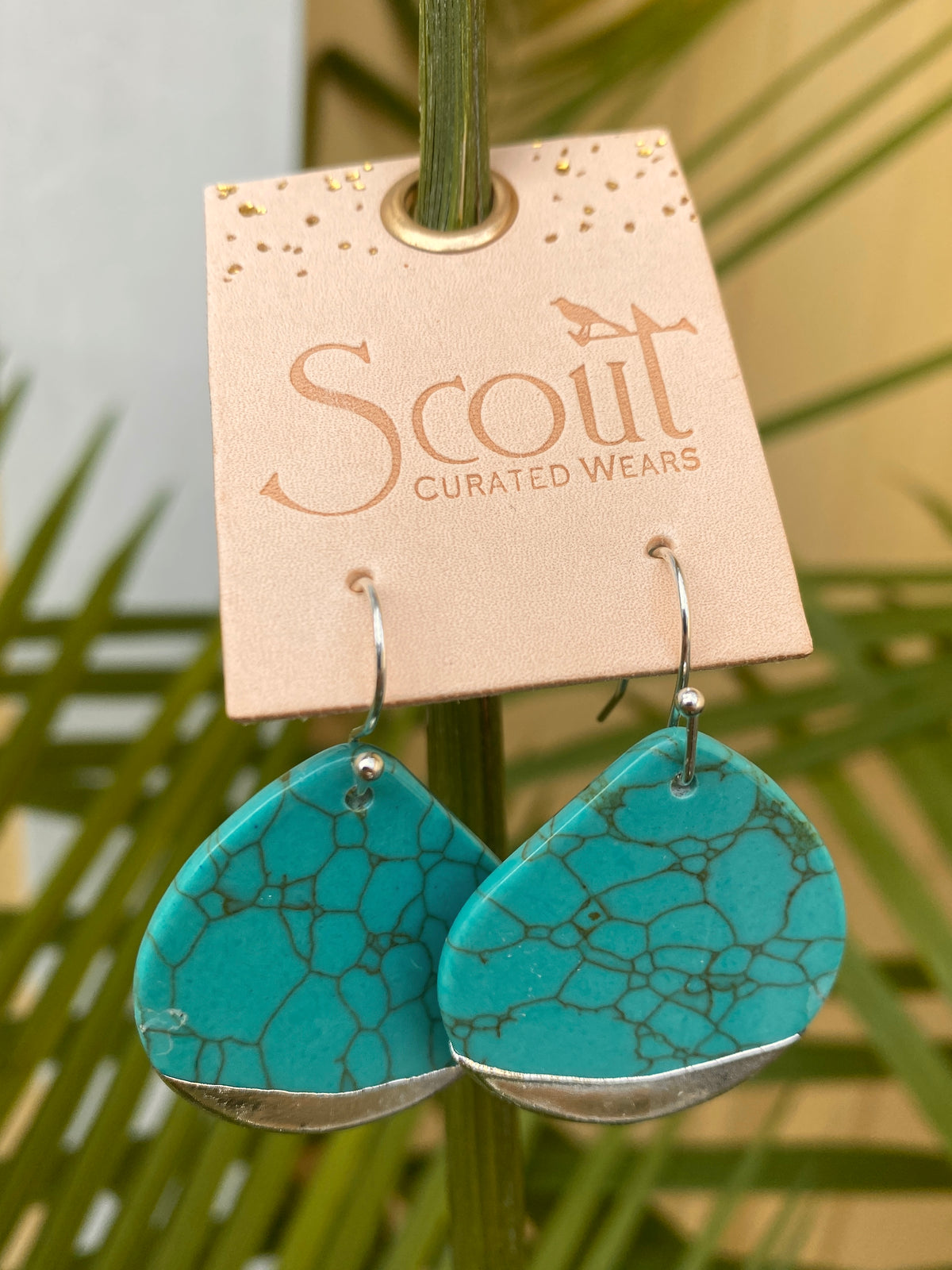 Turquoise Silver Dipped Teardrop Earring